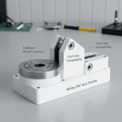 Fixtures d'axes CNC blancs avec une précision de répétition de 0,005 mm et une compatibilité d'axe 3/4/5 pour l'usinage de précision