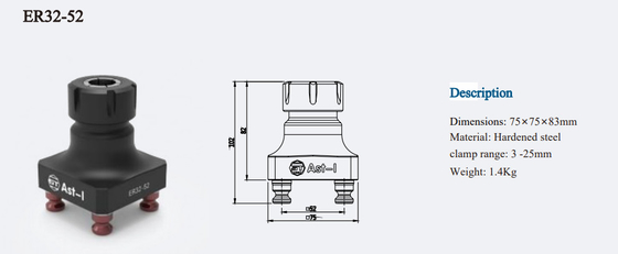 Changement rapide au zéro absolu de trou de Chuck Serrated Jaws With 4 de bague d'ER50-52 ER